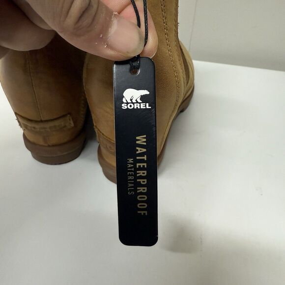 SOREL Joan of Arctic Wedge II Camel Tan Chelsea Leather Boots Women's 9 New - Picture 9 of 13